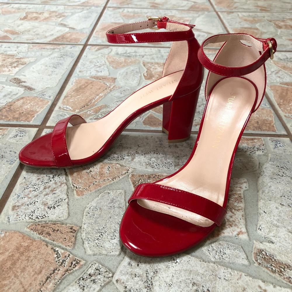 Stuart Weitzman 6.5 Ankle Strap Block Heel Mint!!